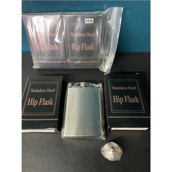 Lot of 2 Packs of Stainless Steel Hip Flasks - 8oz - 2 Each/4 Total - New