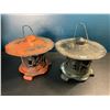 Image 1 : Lot of 2 Vintage Japanese Cast Iron Hanging Garden Lanterns - Used