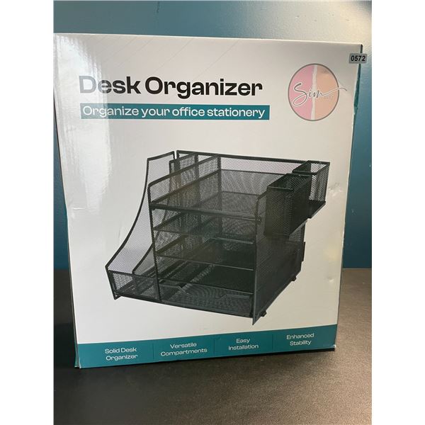 Lot of 1 Large 5-Tier Desk Organizer/Document Tray w/ Drawer, Pencil Cups, File Holders - New