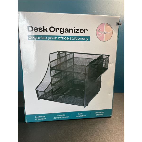 Lot of 1 Large 5-Tier Desk Organizer/Document Tray w/ Drawer, Pencil Cups, File Holders - New