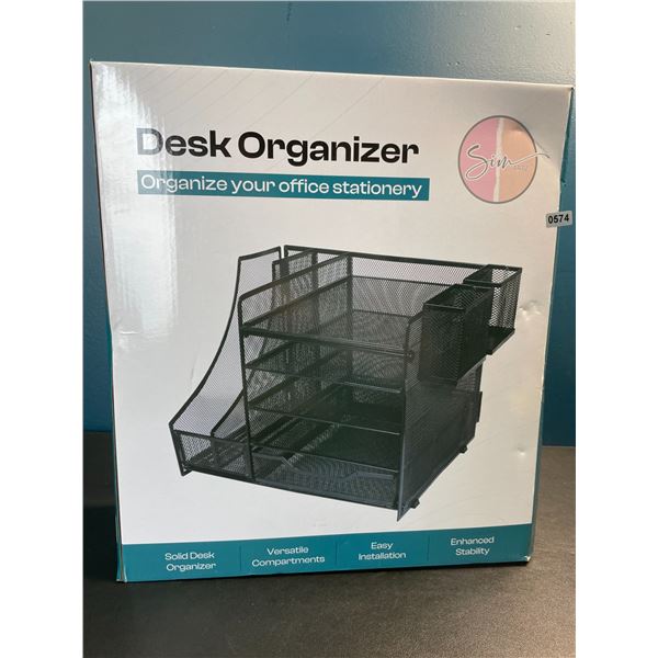 Lot of 1 Large 5-Tier Desk Organizer/Document Tray w/ Drawer, Pencil Cups, File Holders - New