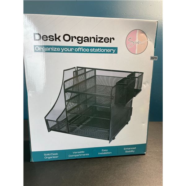 Lot of 1 Large 5-Tier Desk Organizer/Document Tray w/ Drawer, Pencil Cups, File Holders - New