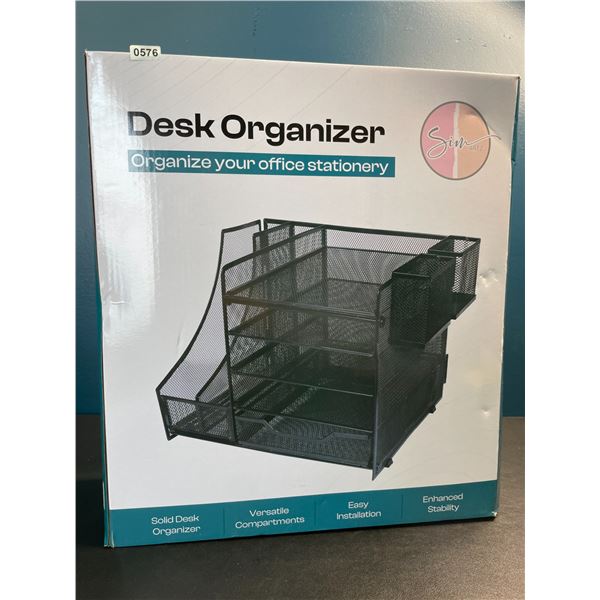 Lot of 1 Large 5-Tier Desk Organizer/Document Tray w/ Drawer, Pencil Cups, File Holders - New