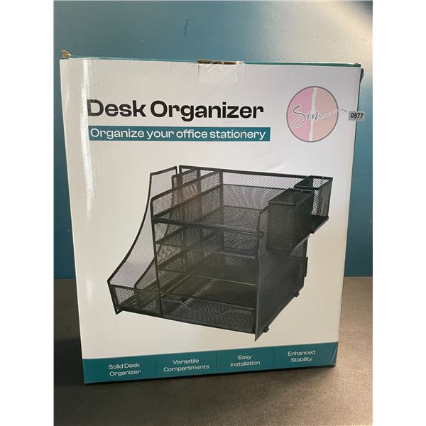 Lot of 1 Large 5-Tier Desk Organizer/Document Tray w/ Drawer, Pencil Cups, File Holders - New
