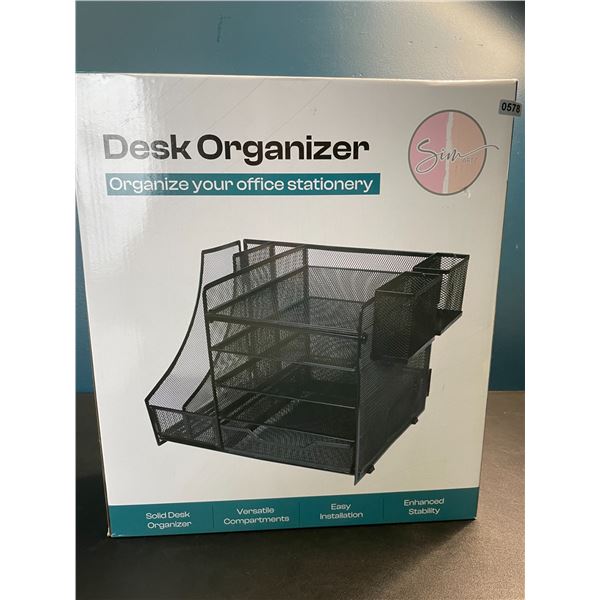 Lot of 1 Large 5-Tier Desk Organizer/Document Tray w/ Drawer, Pencil Cups, File Holders - New