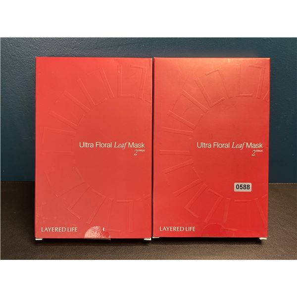Lot of 2 Ultra Floral 2-Step Leaf Masks for Face/Skin - Anti-Wrinkle/Anti-Aging Masks - New