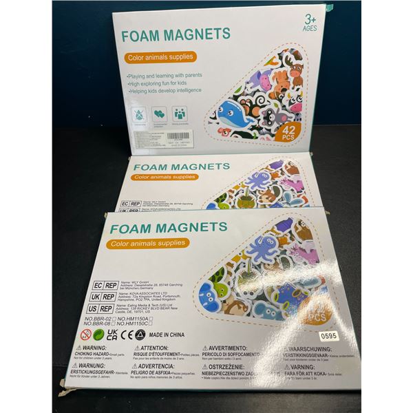Lot of 3 Boxes of Foam Play Magnets - 42PCS each - Brand New