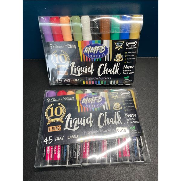 Lot of 2 Packs of Classic Liquid Chalk Markers - 10 Colours Each - Brand New