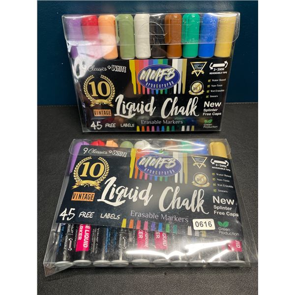 Lot of 2 Packs of Classic Liquid Chalk Markers - 10 Colours Each - Brand New