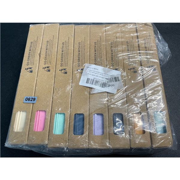 Lot of 1 Pack of Wheat Straw Plastic Reusable Cutlery Sets - 8 Coloured Sets Included - New