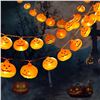 Image 1 : Lot of 2 Packs of LED Halloween Pumpkin String Lights - 10FT w/ Remote Control - Battery Operated