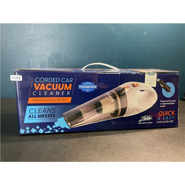 Lot of 1 Corded Car Vacuum Cleaner Kit - 12V - Quick & Easy Car Cleanups - Brand New Sealed