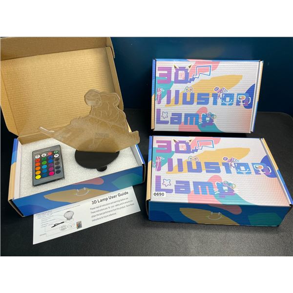 Lot of 3 LED Acrylic 3D Hockey Design Color-Changing Night Lights - With Remote Control - Brand New!