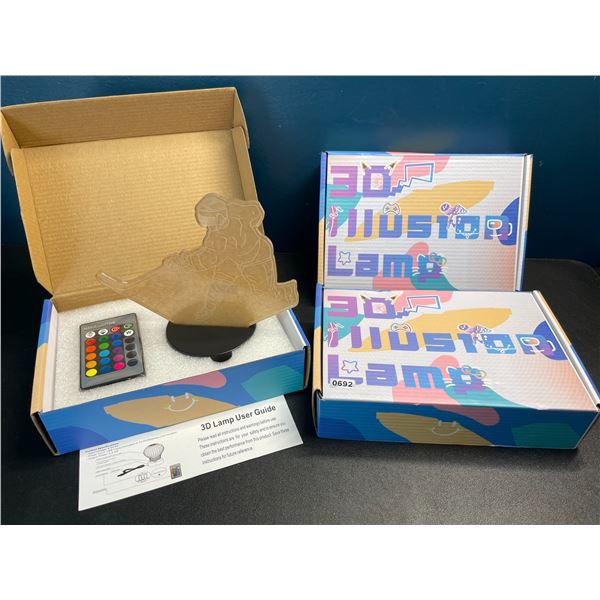 Lot of 3 LED Acrylic 3D Hockey Design Color-Changing Night Lights - With Remote Control - Brand New!