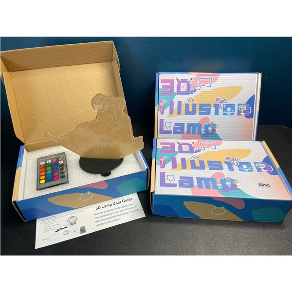 Lot of 3 LED Acrylic 3D Hockey Design Color-Changing Night Lights - With Remote Control - Brand New!