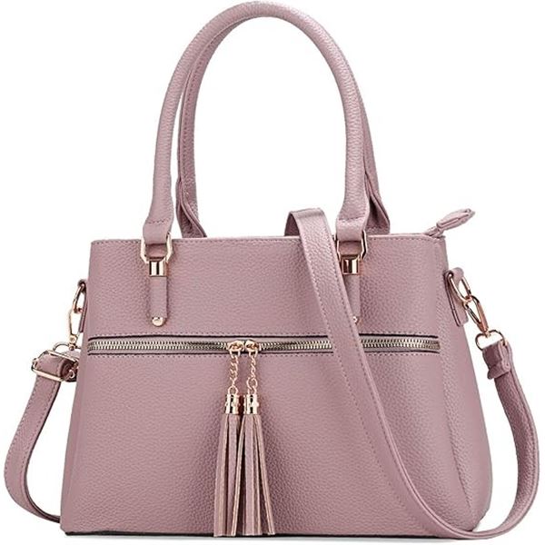 Lot of 1 Triple-Compartment Handbag/Satchel Style Purse for Women - Pink - Brand New