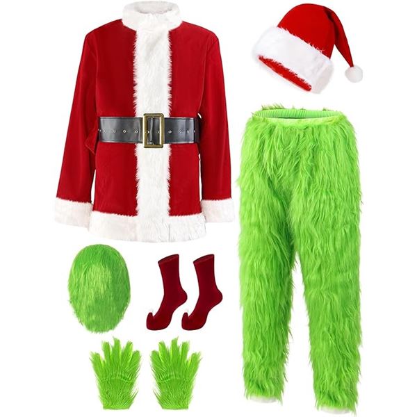 Lot of 1 "The Grinch" Dress-Up Costume for Adults/Grinch Santa Suit for Halloween - Size XL - New