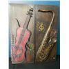 Image 1 : Lot of 2 Musical Instrument Design Art Decor Pieces - Large 29 x 12 inch - Used