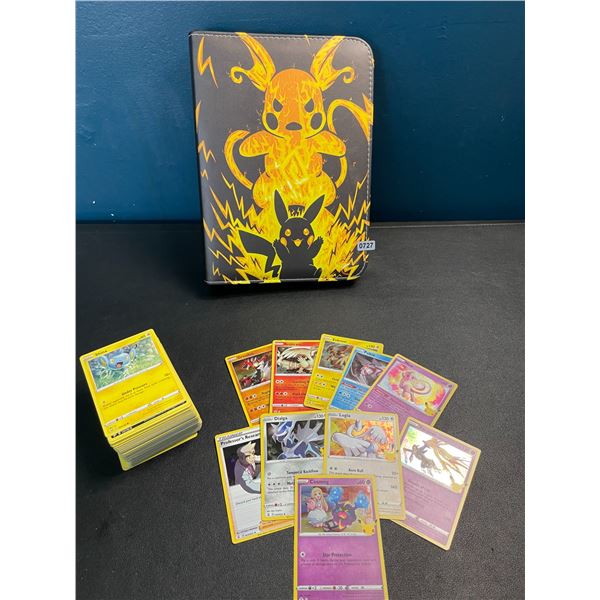 Lot of 1 Leather Pokemon Trading Card Binder w/ 152 Authentic Pokemon Cards (10 Holo/Shiny Incl.)