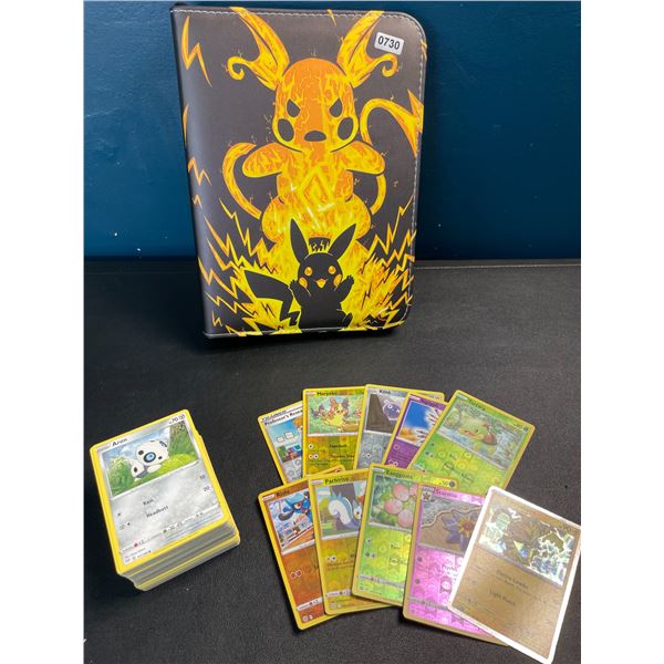 Lot of 1 Leather Pokemon Trading Card Binder w/ 152 Authentic Pokemon Cards (10 Holo/Shiny Incl.)
