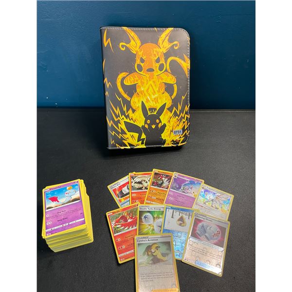 Lot of 1 Leather Pokemon Trading Card Binder w/ 152 Authentic Pokemon Cards (10 Holo/Shiny Incl.)