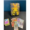 Image 1 : Lot of 1 Leather Pokemon Trading Card Binder w/ 152 Authentic Pokemon Cards (10 Holo/Shiny Incl.)