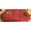 Image 1 : Red Microfibre Sofa 3 Seater 91x36x46