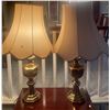 Image 1 : Pair of Brass Base Flower Petal Shade Lamps 31T