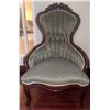 Image 1 : Beautiful Sage Green Accent Chair w/ Mahogany Wood Base