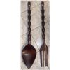 Image 1 : Hand Carved Mahogany Decorative Spoon & Fork Decor 38L
