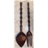Image 2 : Hand Carved Mahogany Decorative Spoon & Fork Decor 38L