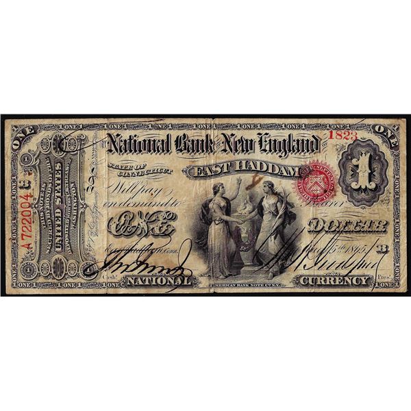 1865 $1 National Bank of New-England East Haddam, CT CH# 1480 National Currency Note