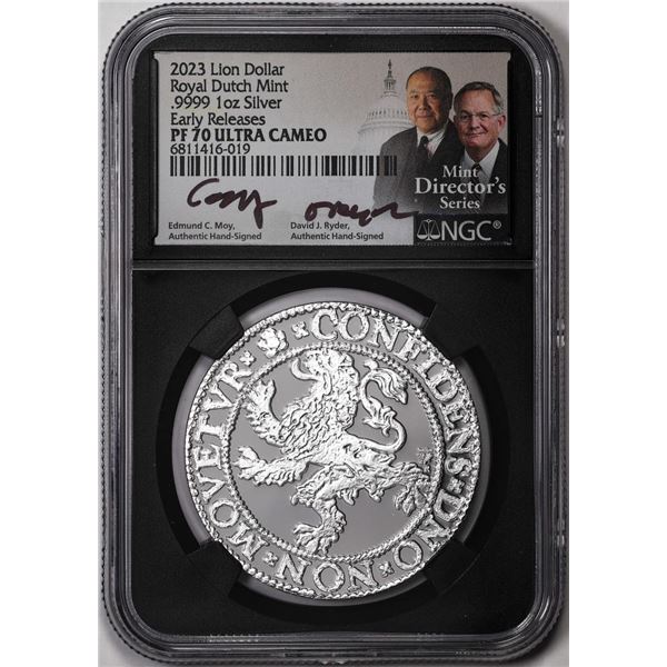2023 Netherlands Proof Lion Dollar Silver Coin NGC PF70 Ultra Cameo Moy Signature