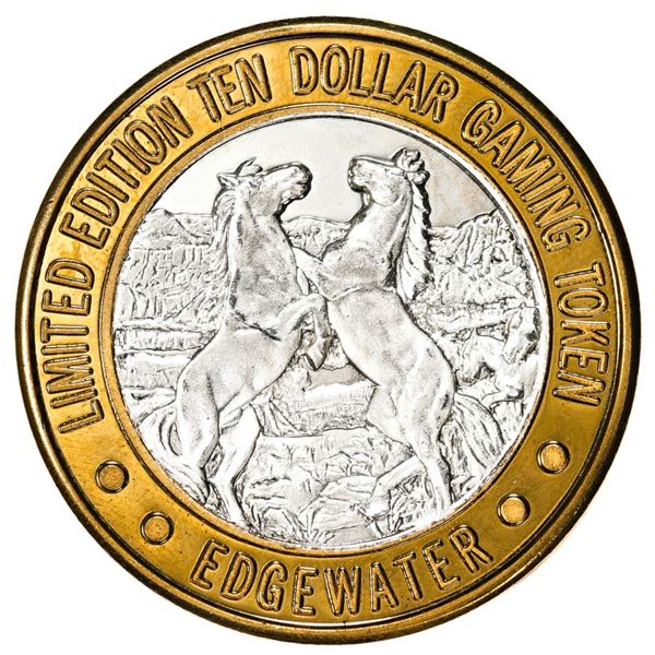 .999 Fine Silver Edgewater Laughlin, Nevada $10 Limited Edition Gaming Token