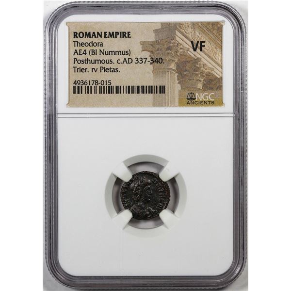 Roman Empire 337-340 c.AD Theodora AE4 Bi Nummus Ancient Coin NGC VF