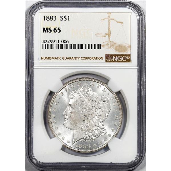 1883 $1 Morgan Silver Dollar Coin NGC MS65