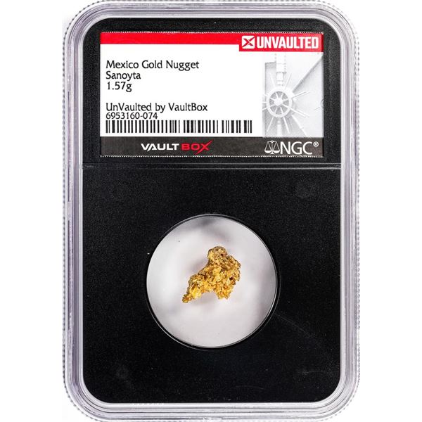 1.57 Gram Sanoyta Mexico Gold Nugget NGC Vaultbox Unvaulted