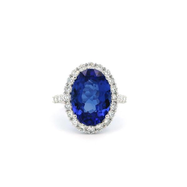 14KT White Gold 7.16 ctw Tanzanite and Diamond Ring