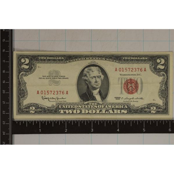 1963 US RED SEAL CRISP $2 BILL