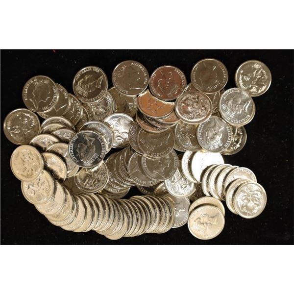 100 ASSORTED AUSTRALIAN 1990'S BU 5 CENT COINS