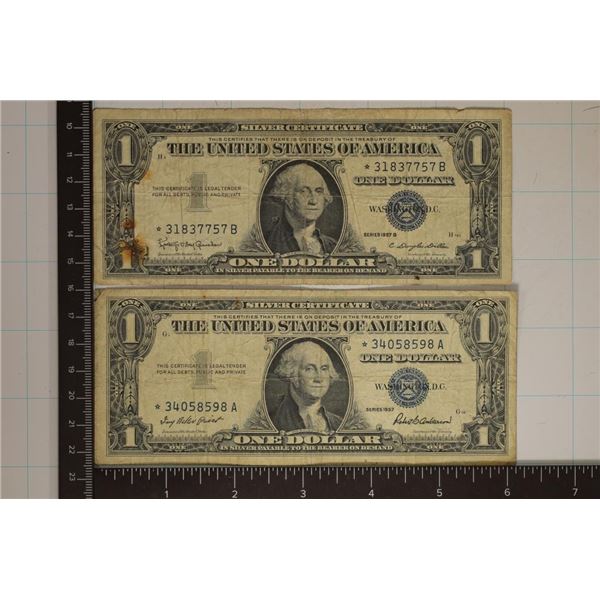2-US STAR $1 SILVER CERTIFICATES: 1957 AND 57-B