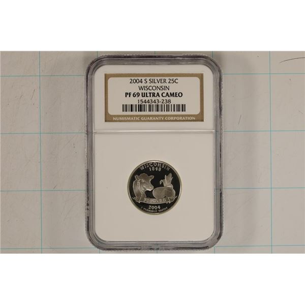 2004-S SILVER WISCONSIN QUARTER NGC PF69 ULTRA CAM