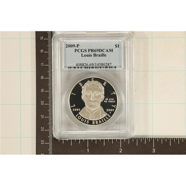 2009-P LOUIS BRAILLE US SILVER DOLLAR PCGS PR69