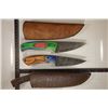 Image 1 : 2 DAMASCUS STEEL HUNTING KNIVES 8" AND 8.5"  WITH