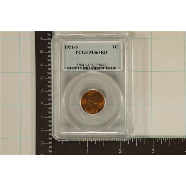 1951-S LINCOLN WHEAT CENT PCGS MS64RD