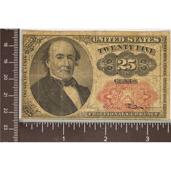 1874 25 CENT US FRACTIONAL CURRENCY RED SEAL