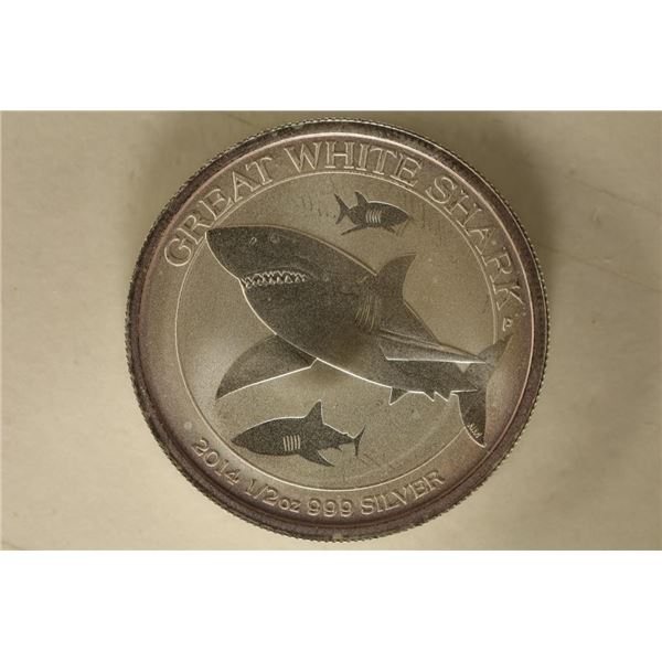 2014 AUSTRALIA SILVER 50 CENT UNC GREAT WHITE