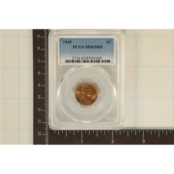 1945 LINCOLN WHEAT CENT PCGS MS65RD