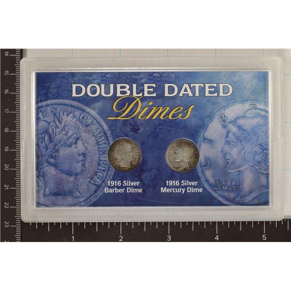 DOUBLE DATED DIME SET: 1916 MERCURY DIME & 1916
