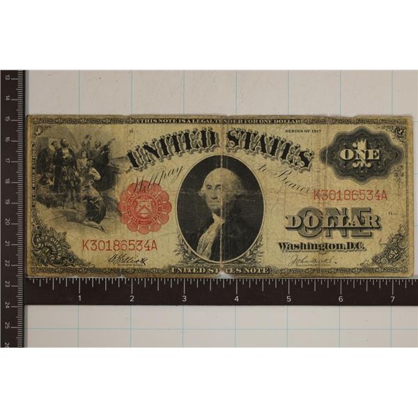 1917-US LARGE SIZE $2 BILL RED SEAL HORSE BLANKET